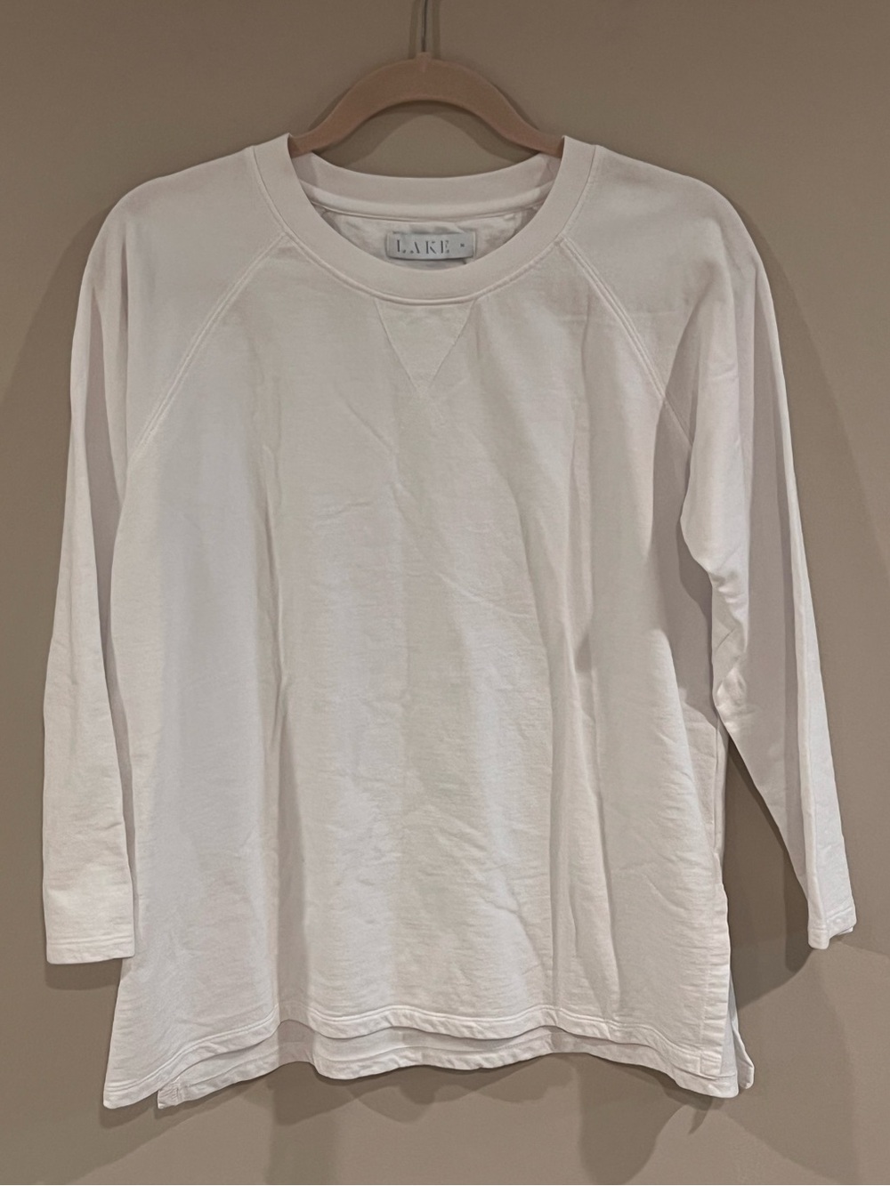 LAKE Pajamas White Cotton Crewneck Sweatshirt Sz M
